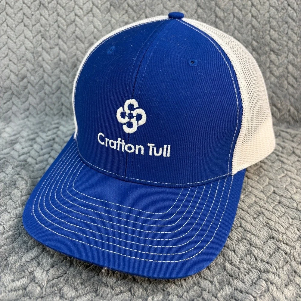 Richardson 112 Trucker Hat Blue White Crafton Tull Embroidered Snapback Cap